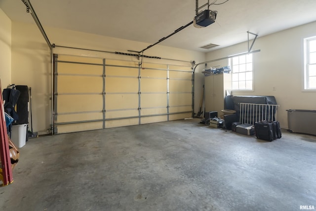 garage with a garage door opener