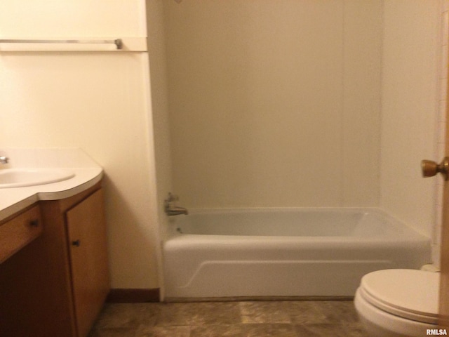 full bathroom with vanity, toilet, and bathing tub / shower combination