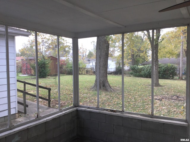 view of unfurnished sunroom