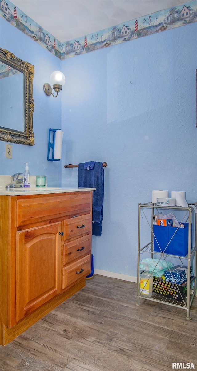 2857 State Route 161st Hwy, Centralia, IL 62801 - bathroom featuring wood finished floors, vanity, and baseboards