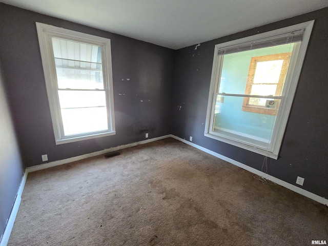 empty room featuring carpet flooring and plenty of natural light