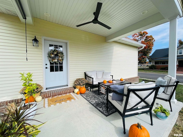 view of patio / terrace with outdoor lounge area and ceiling fan