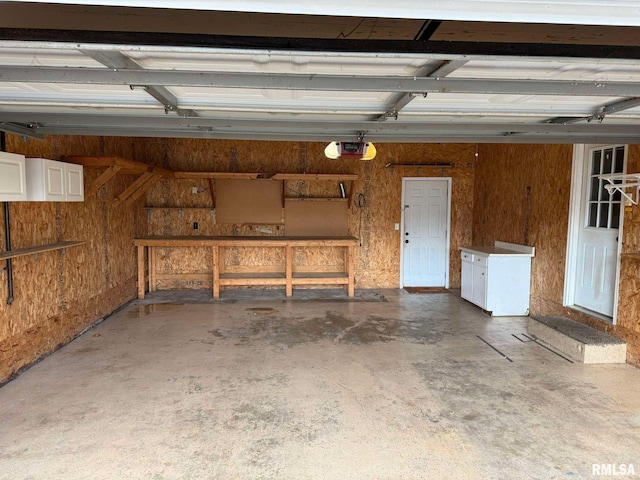 garage with a garage door opener