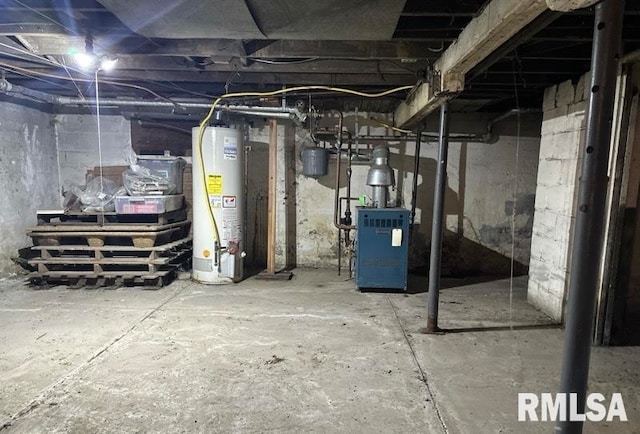 basement with gas water heater