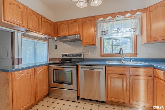 kitchen with appliances with stainless steel finishes and sink