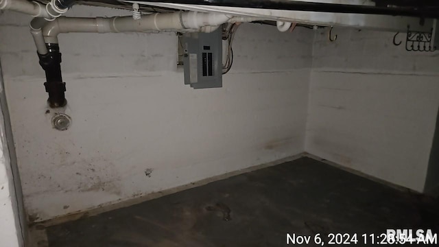 basement with electric panel