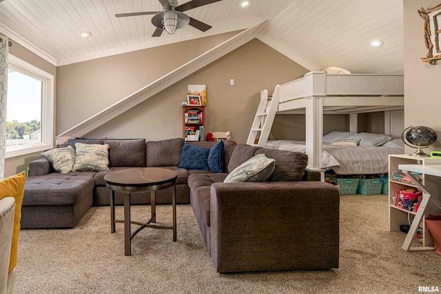 75 Bedrock Rdg, Elkville, IL 62932 - carpeted bedroom featuring ceiling fan, wooden ceiling, vaulted ceiling, and recessed lighting