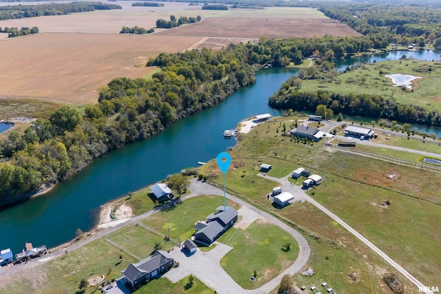 75 Bedrock Rdg, Elkville, IL 62932 - birds eye view of property with a water view and a rural view