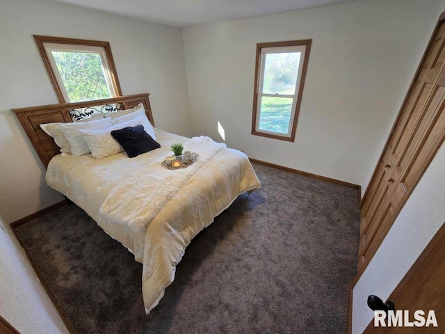 carpeted bedroom with a closet