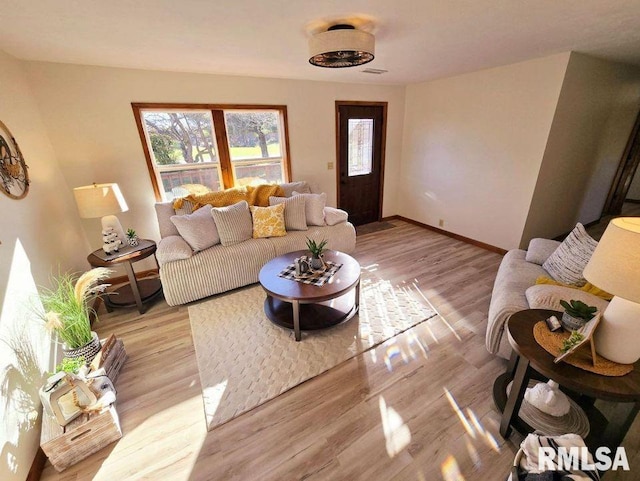 living room featuring light hardwood / wood-style flooring