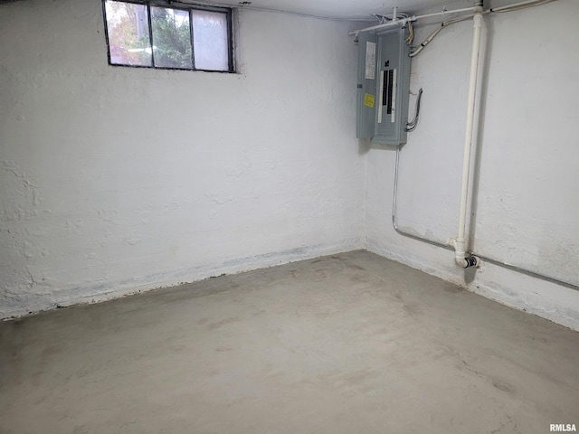 basement featuring electric panel