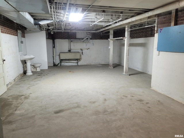 basement featuring sink