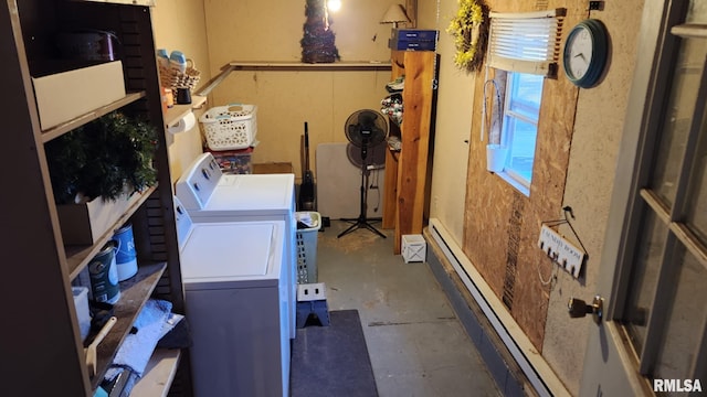 laundry area featuring washer and dryer and baseboard heating