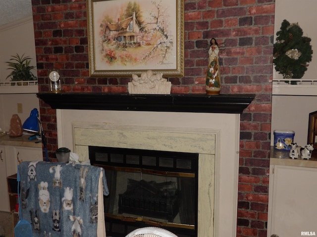 room details featuring a high end fireplace