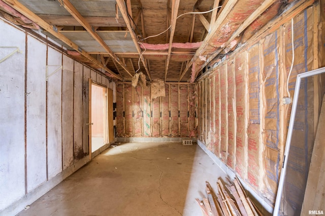 view of unfinished basement