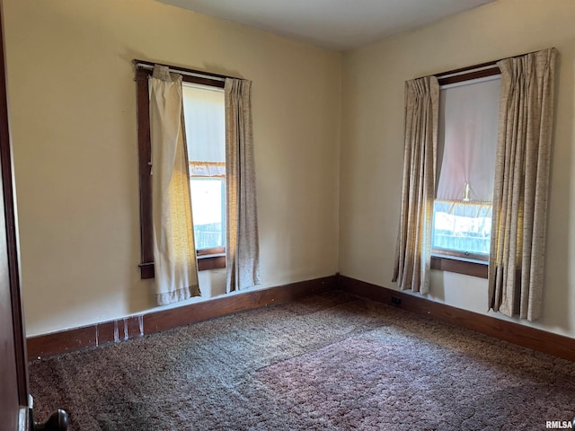 spare room featuring a wealth of natural light and carpet floors