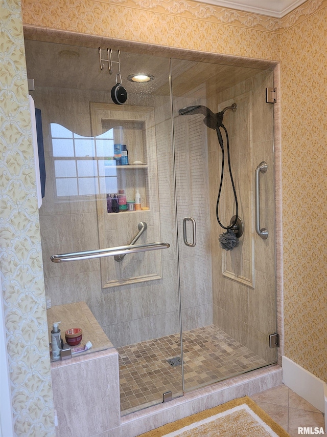 bathroom featuring an enclosed shower