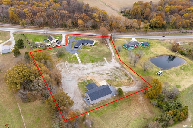 7837 State Highway 37, Benton, IL 62812 - aerial view of property and surrounding area with property boundaries highlighted and a large body of water