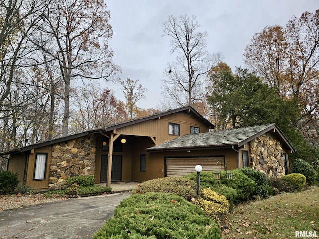 view of front of property with a garage