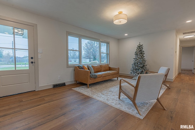 living room with hardwood / wood-style floors