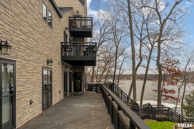 deck with a water view