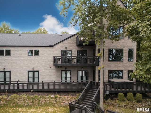 12225 Pebble Point Rd, Marion, IL 62959 - rear view of house featuring a balcony and french doors