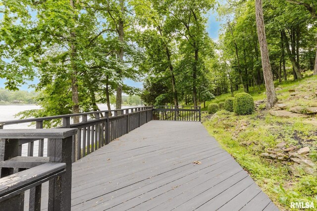 12225 Pebble Point Rd, Marion, IL 62959 - wooden terrace with a water view