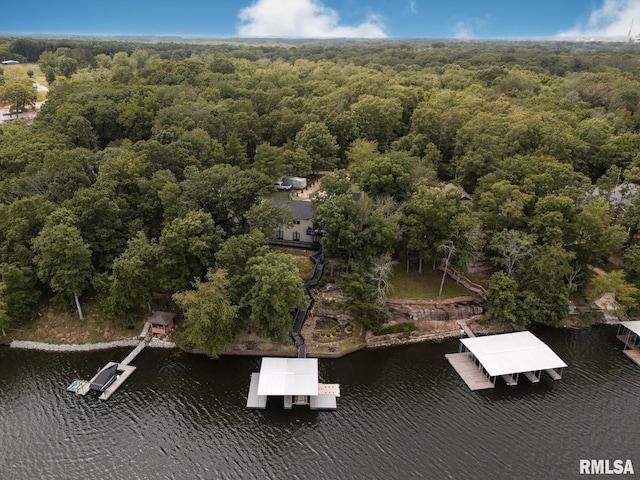 12225 Pebble Point Rd, Marion, IL 62959 - aerial view of property and surrounding area featuring a nearby body of water and a heavily wooded area