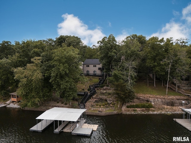 12225 Pebble Point Rd, Marion, IL 62959 - dock with a water view and boat lift