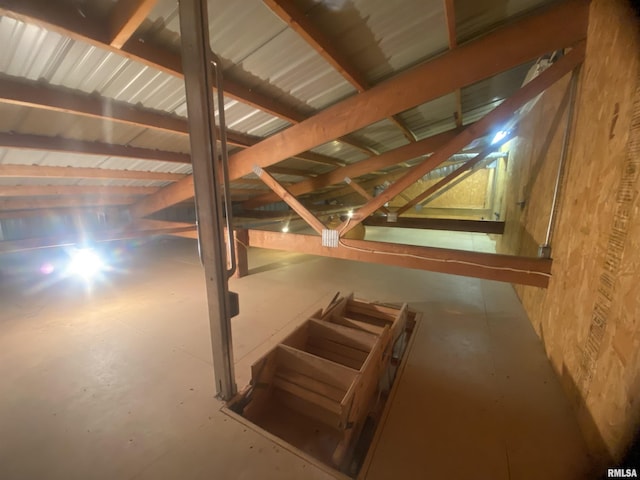 view of unfinished attic