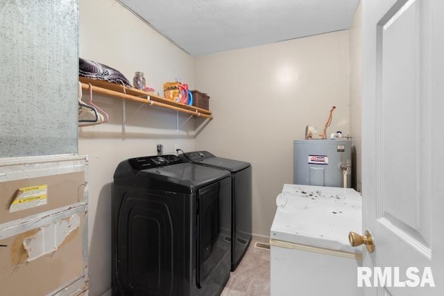 laundry room with washer and clothes dryer and electric water heater