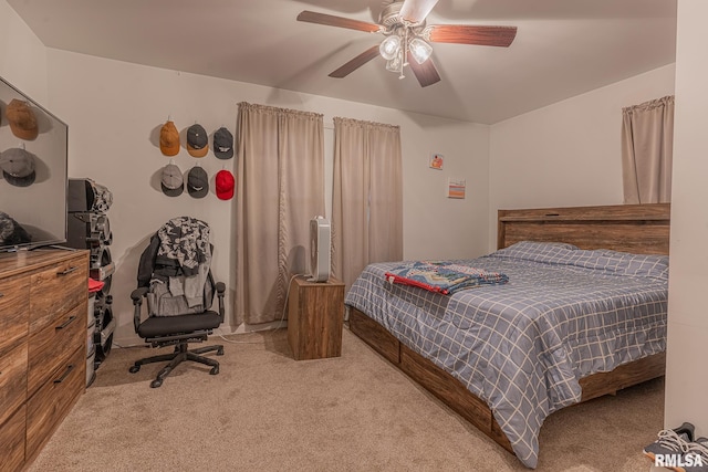 bedroom with carpet and ceiling fan