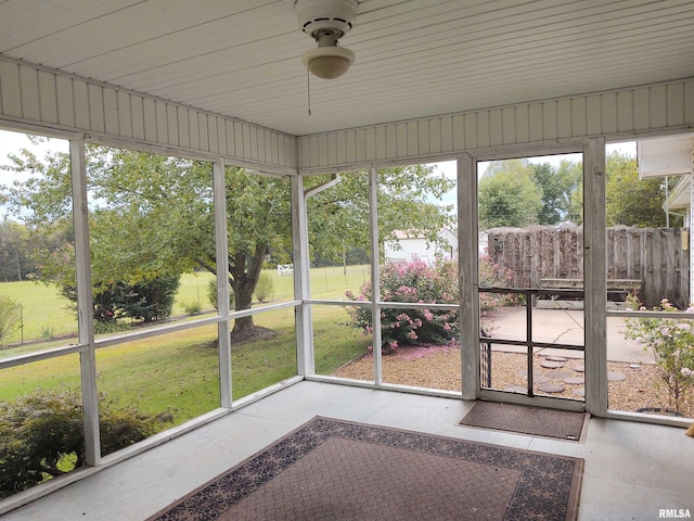 view of unfurnished sunroom