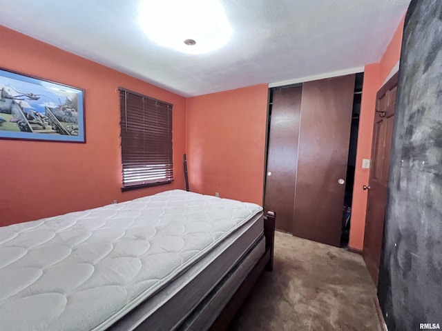 bedroom with a closet and carpet