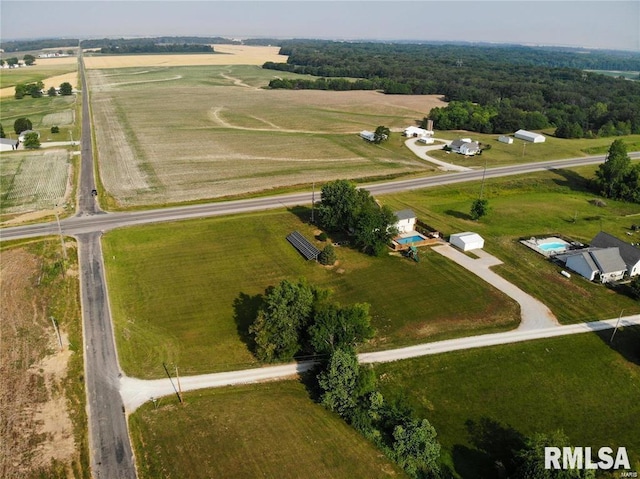 bird's eye view with a rural view