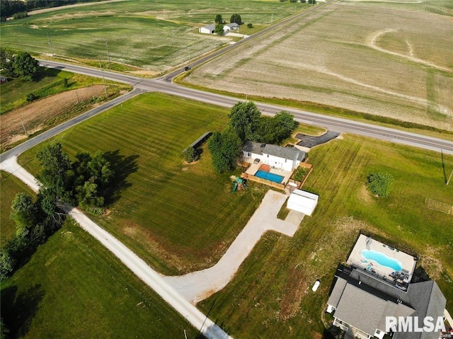 drone / aerial view with a rural view