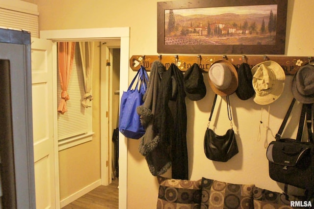 mudroom featuring hardwood / wood-style flooring