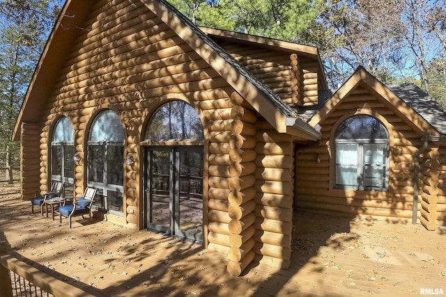 221 Poplar Lake Rd, Makanda, IL 62958 - view of side of home with log exterior and a wooden deck