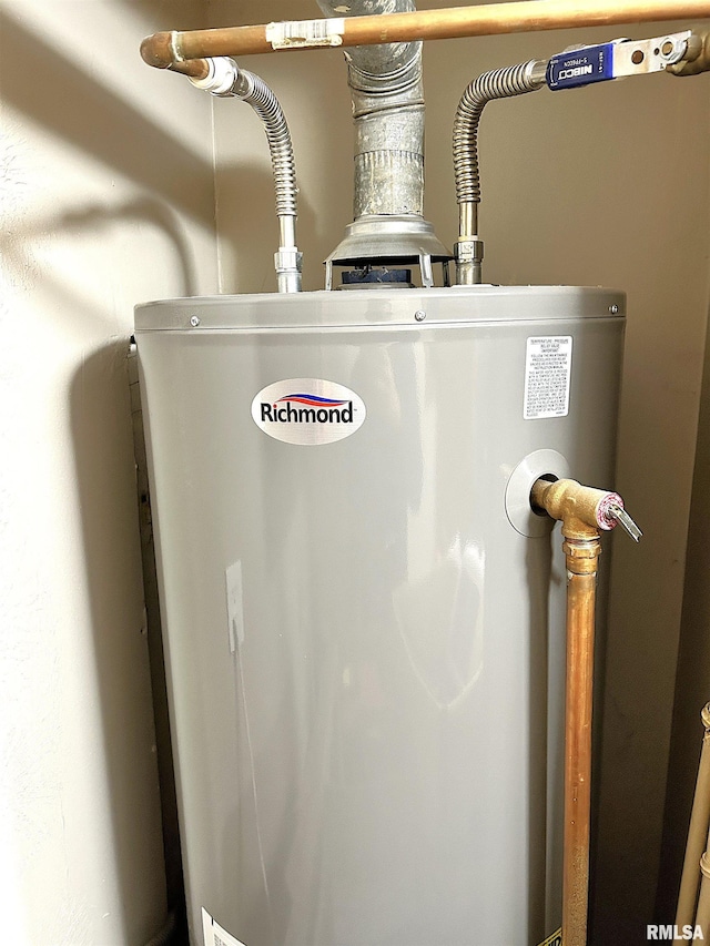 utility room with gas water heater