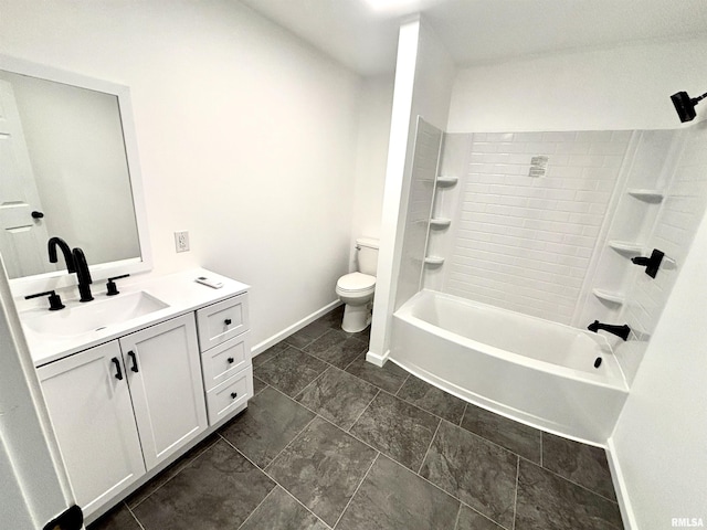 full bathroom with vanity, shower / bath combination, and toilet