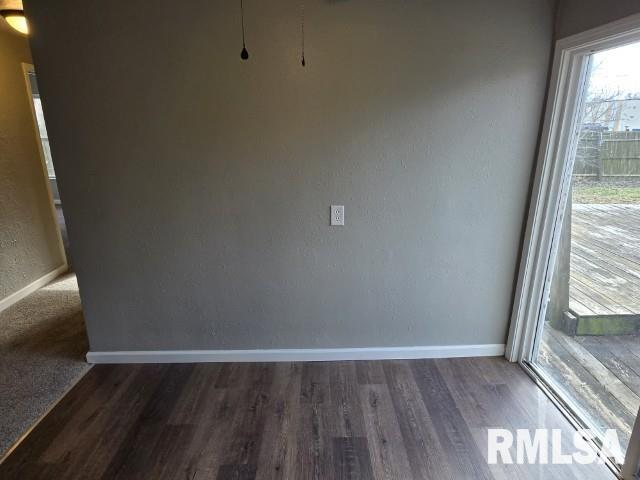 spare room featuring dark hardwood / wood-style flooring