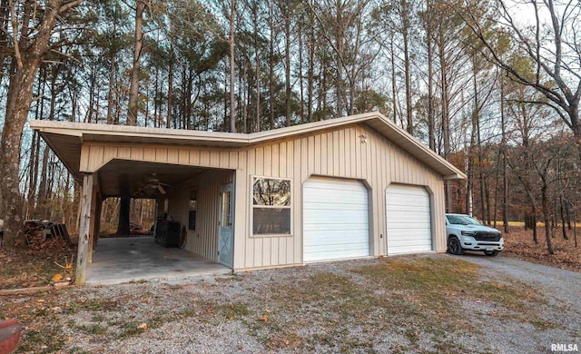 garage with a carport