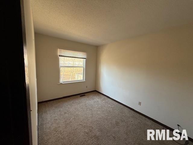 empty room featuring carpet flooring and a textured ceiling