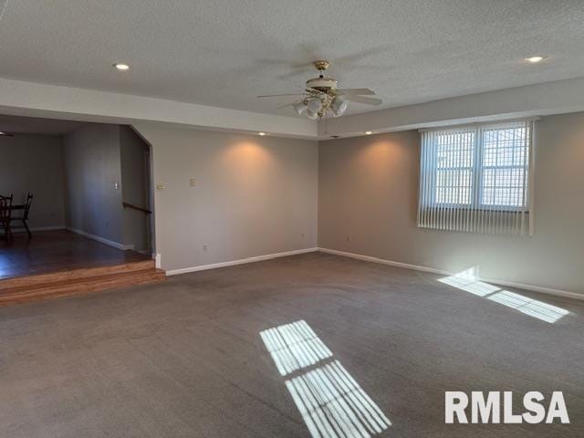 14892 Fowler School Rd, Marion, IL 62959 - unfurnished room with ceiling fan, carpet, a textured ceiling, and recessed lighting