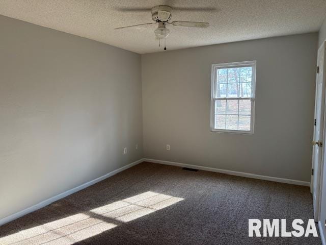 14892 Fowler School Rd, Marion, IL 62959 - spare room featuring carpet flooring, ceiling fan, and a textured ceiling