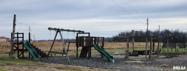 view of play area with a trampoline