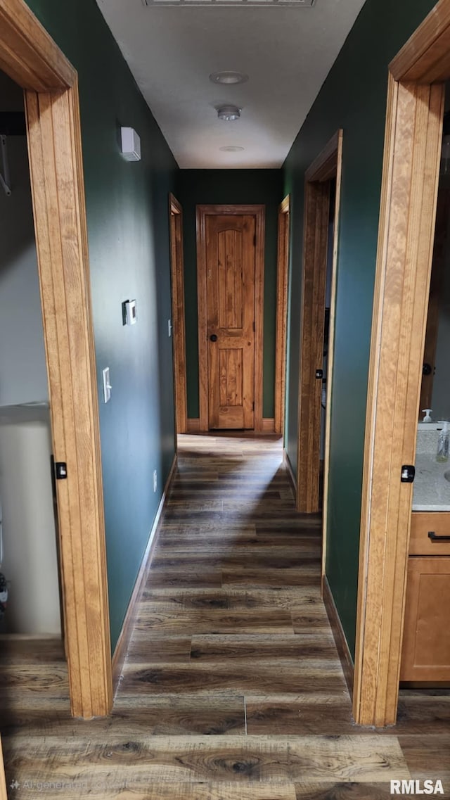 hall featuring dark hardwood / wood-style flooring