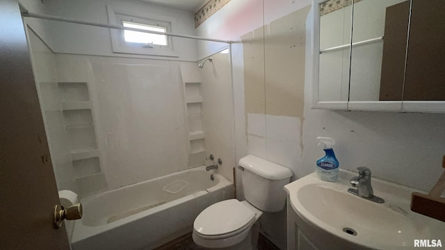 full bathroom with  shower combination, toilet, and sink