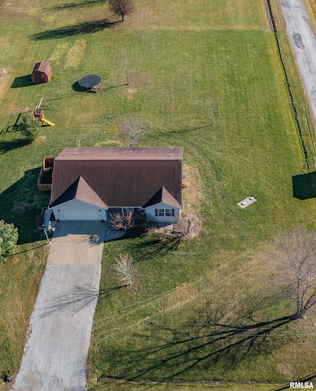 aerial view with a rural view