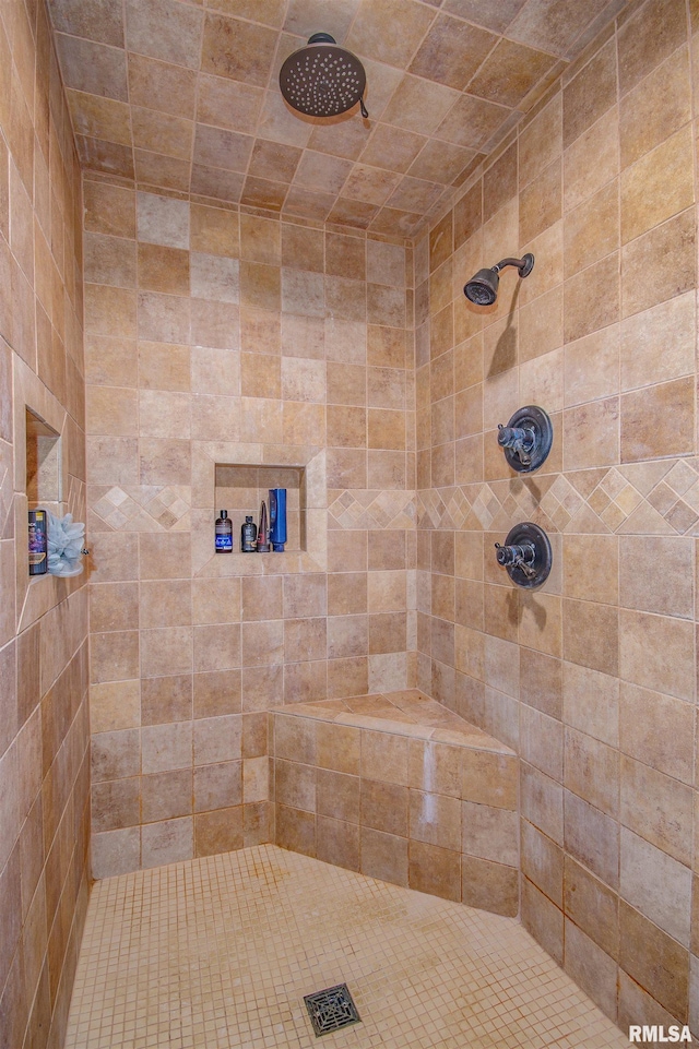 bathroom featuring tiled shower